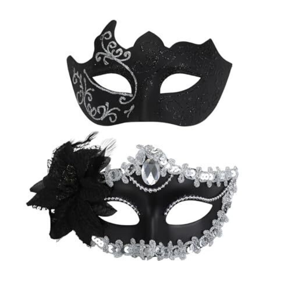 6147 Masquerade Masks for Couples: Venetian His and Hers Costume Masks Set